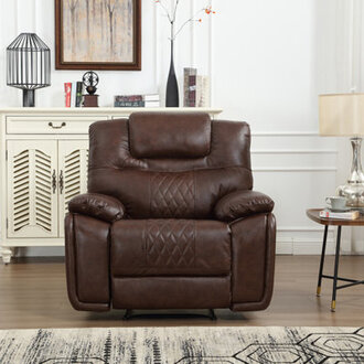 Jepum 409 Top-Grain Genuine Leather Manual Recliner Chair with Spacious and Cozy Seating Space