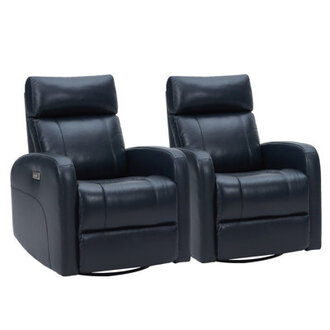 Arrianna-Fiona Genuine Leather Swivel Power Recliner