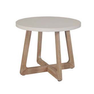 Mahi Round Eucalyptus Outdoor Side Table  24 in W 24 in D