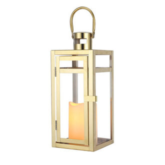 12 High Metal Decorative Candle Lantern With Tempered Glass