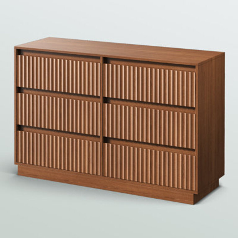 Dejesus 6-Drawer Dresser 47W Double Dresser With Waveform Fluted Panel