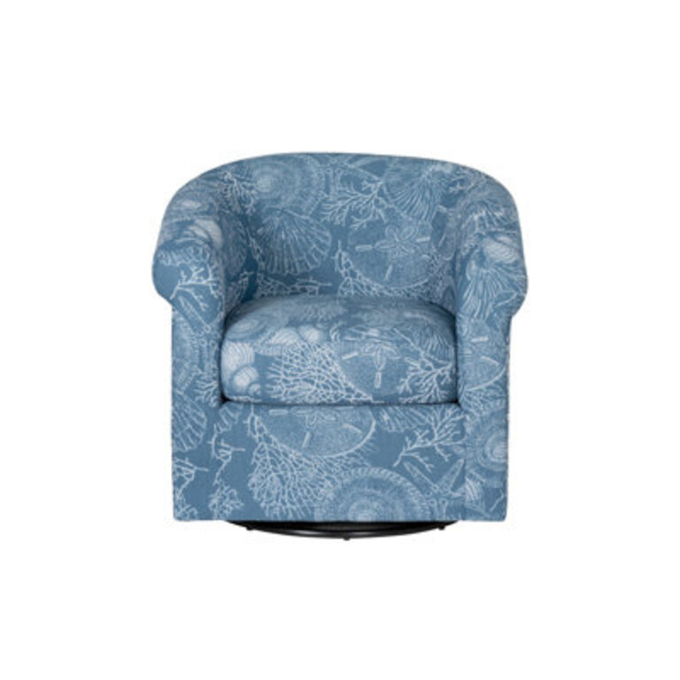 Meigs Upholstered Swivel Coastal Barrel Club Chair