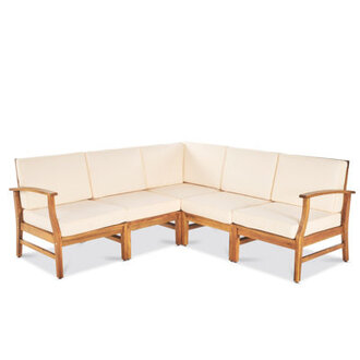Bevelyn Acacia 5 - Person Patio Conversation Sets with Cushions