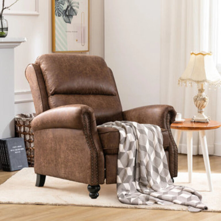 Overstuffed Soft Pushback Recliner with Rivet