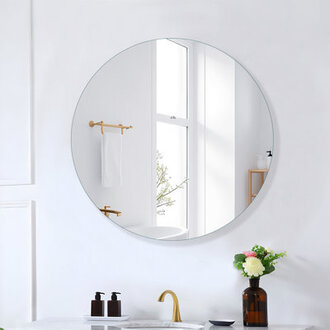 Hayri Round Bathroom Medicine Cabinet - Surface Mounted Mirror with Circular Storage Modern Wall Cabinet for Bathroom  Powder Room