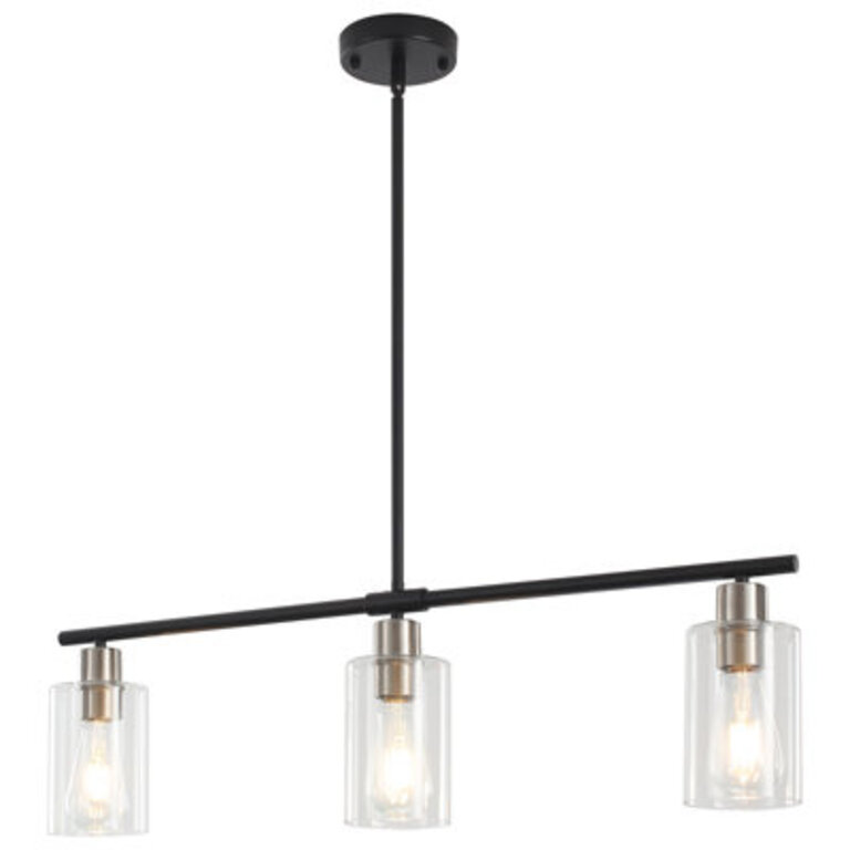 Delmis 3 - Light Kitchen Island Pendant Rustic Linear Chandelier with Clear Glass Shades