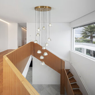 Bigham 12 - Light Cluster Chandelier LED Long High Ceiling Pendant for Stairs