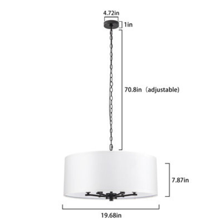 Elynore 6 - Light Dimmable Chandelier Dining Room Light Fixture Drum Light Kitchen Lights Ceiling Hanging Modern Chandelier