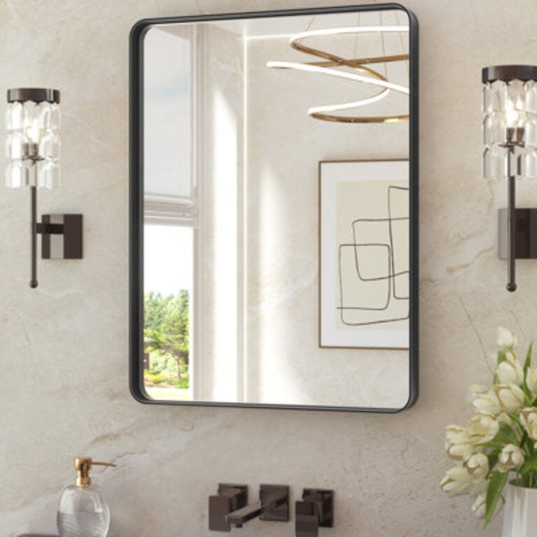 Leaderville 12 Thick Aluminum Framed Bathroom Mirror