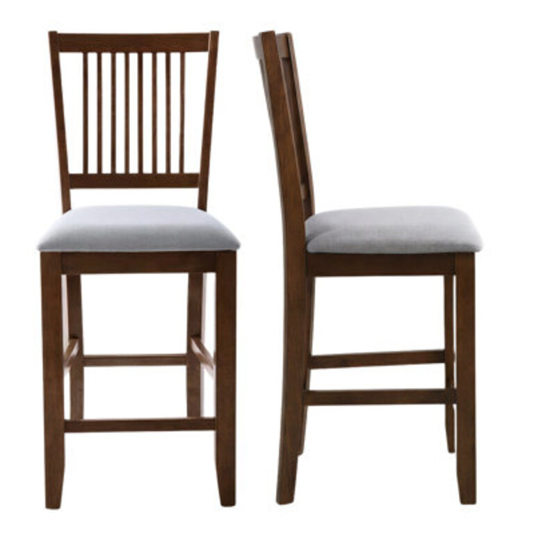 Anthonny 248 High Square Cushion Seat High Back Solid Wood Counter Height Bar Stool