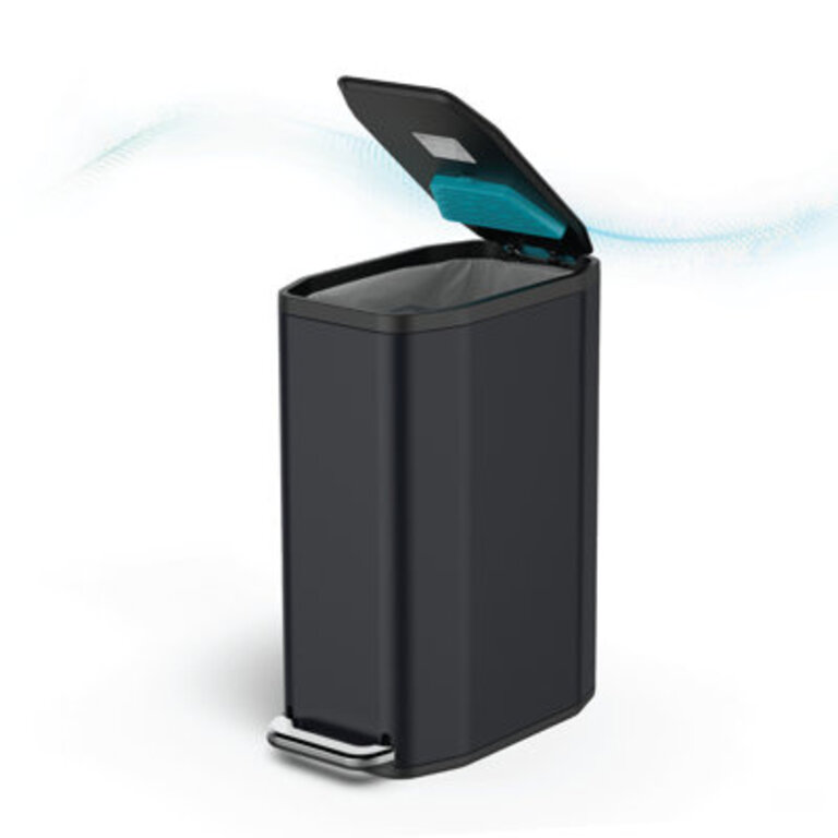 13 Gallon Stainless Steel Slim Kitchen Trash Can with CleanAura