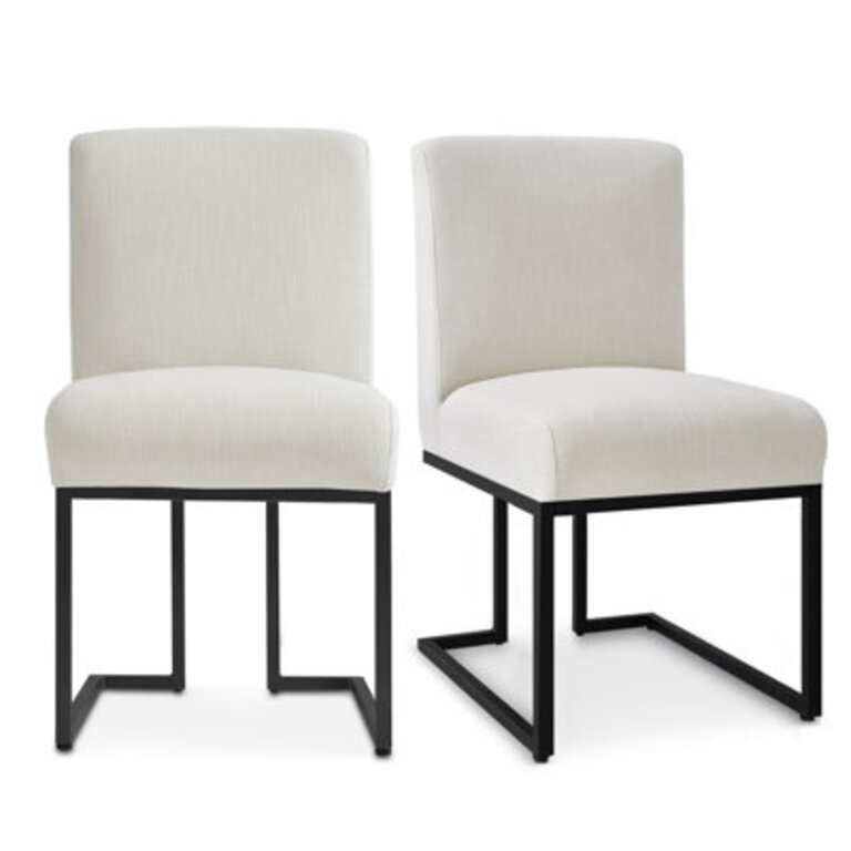 Bende Modern Fabric Upholstered Side Chairs with Metal Sled Base