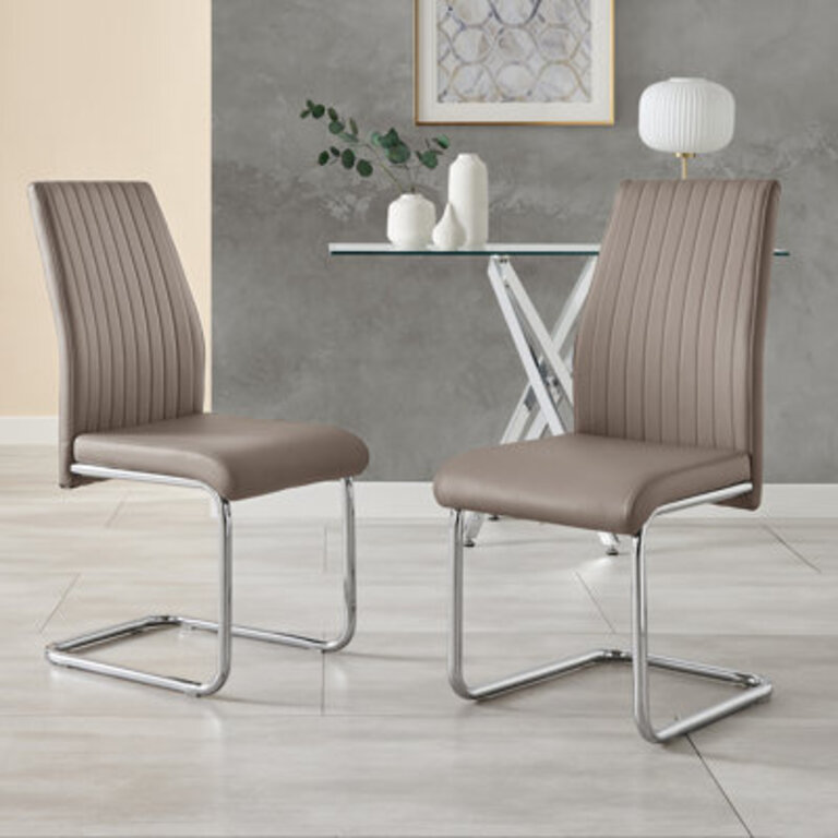 Set of 2 Lazarus Faux Leather Dining Chairs