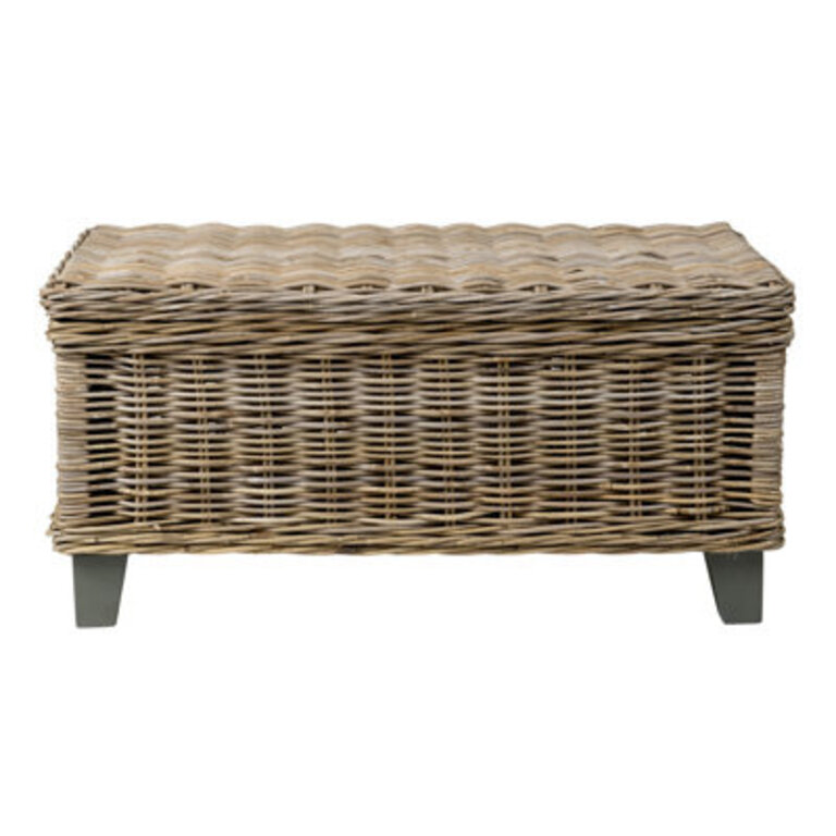 Wicker and Solid Wood Coffee Table with Storage