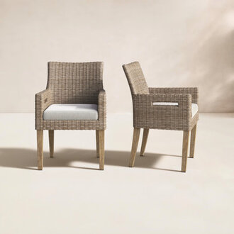 Set of 2 Fleur Outdoor Dining Armchairs with Cushion