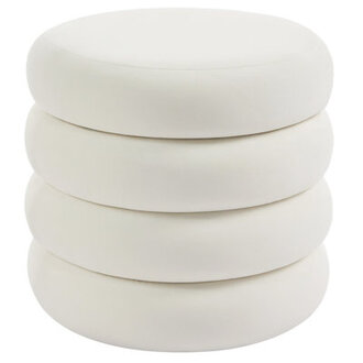 Leiani 201 Wide BoulceVelvetLinen Upholstered Round Storage Ottoman