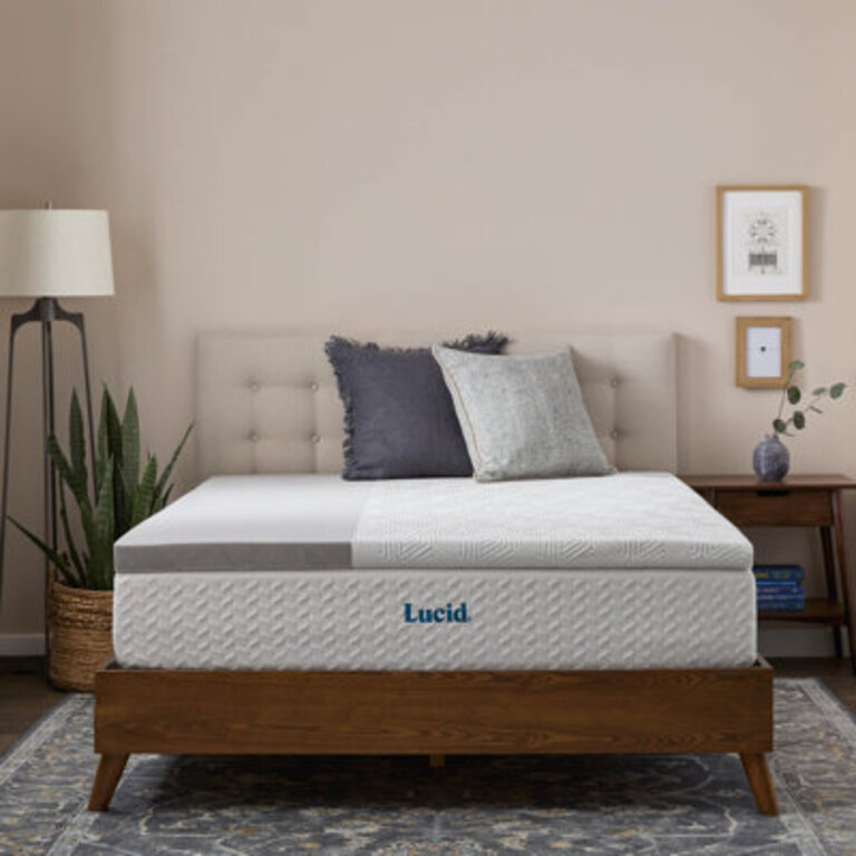 Lucid Bamboo Charcoal and Gel Memory Foam Mattress Topper with cover