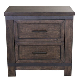 Pismo 2 Drawer Nightstand - Brown w Saw Cuts