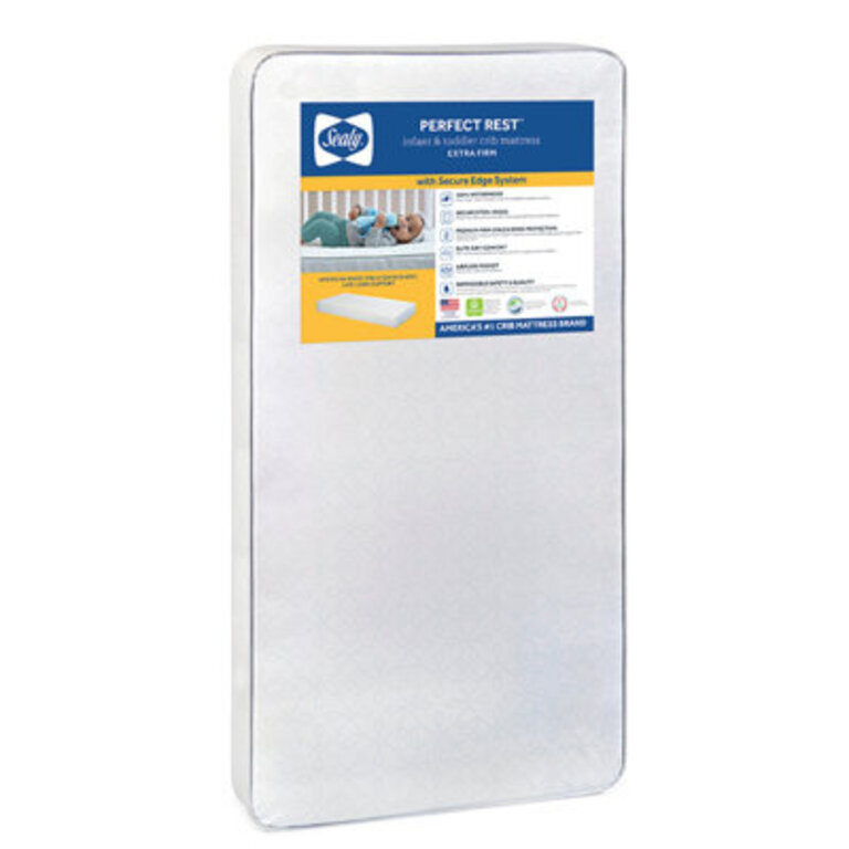 Sealy Baby Premium Firm Hypoallergenic Baby Crib Mattress  Toddler Bed Mattress Waterproof Baby Mattress 150 Coils Air Quality Certified 52x28