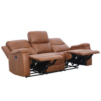 Ilkeston 816 Wide Vegan Leather Manual Reclining Sofa 3-Seater Recliner Couch with Cup Holders