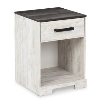 Carnforth 1 - Drawer Nightstand in WhitewashRustic Gray