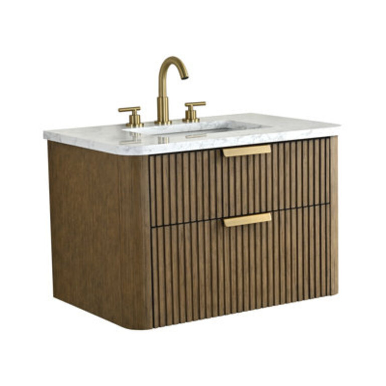 Liljan 30 Wall-Mounted Single Bathroom Vanity with Engineered Stone Top