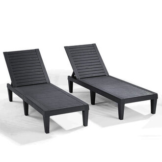 Nestl Waterproof Lightweight and Adjustable Outdoor Polyresin Chaise Lounge Chair Set