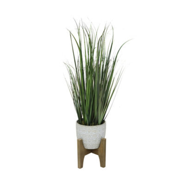 Faux Onion Grass Grass in Ceramic Pot