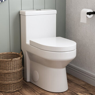 DeerValley Liberty Compact Toilets One-Piece Toilet With High-Efficiency Flush Round Toilet for Space-Saving Floor Mounted Seat Included