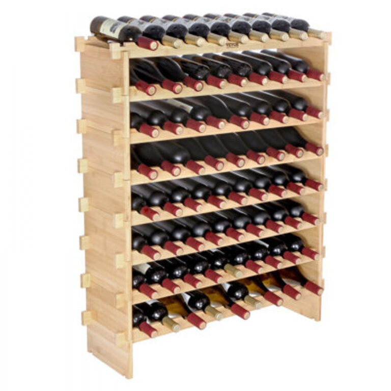 72 Bottle Solid Wood Floor Wine Bottle Rack in Wood