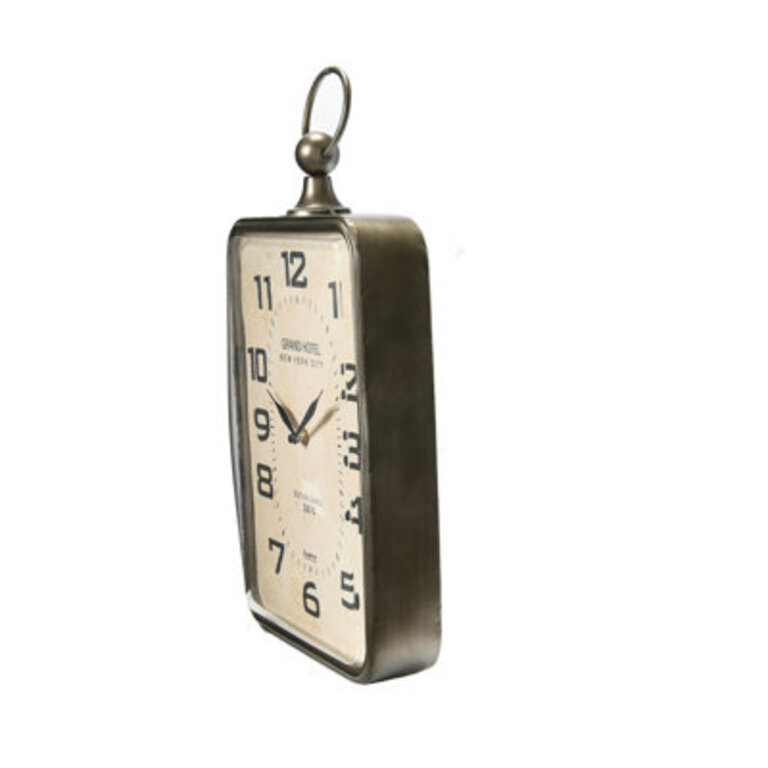 Rectangle Metal Hanging Wall Clock with Handle
