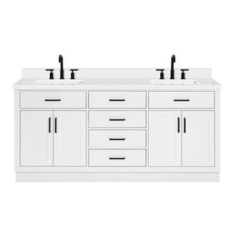 Double Bathroom Vanity White Quartz Top