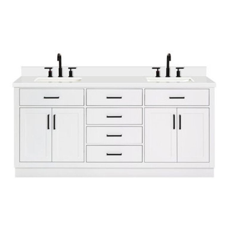 Double Bathroom Vanity White Quartz Top