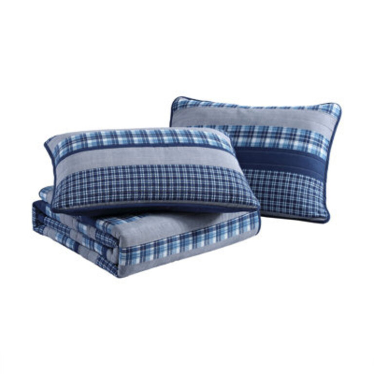 Nautica Addison Cotton Reversible Blue Quilt Set