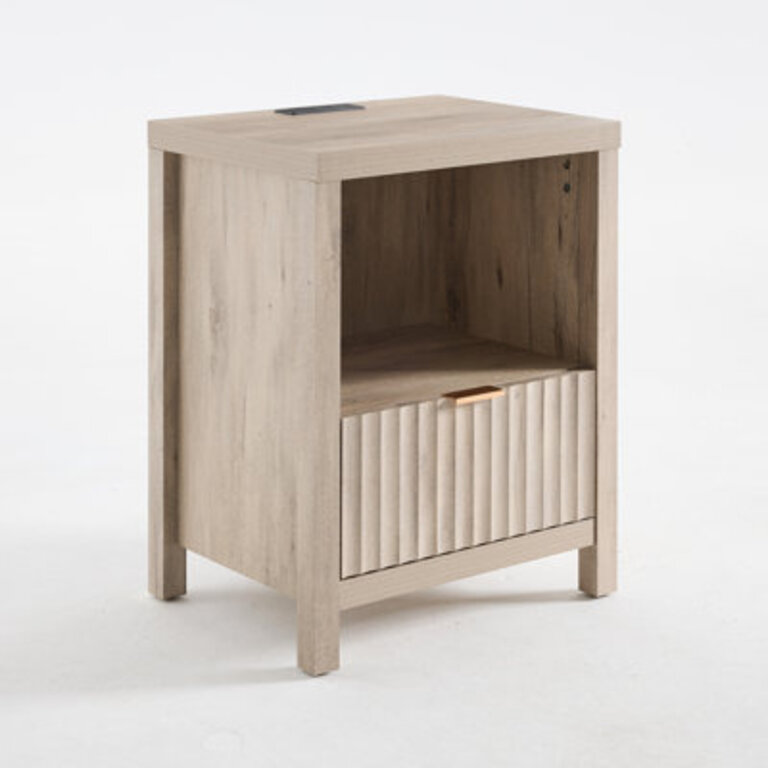 Arrilla 25 Tall 1- Drawer Nightstand with Built-In Outlets