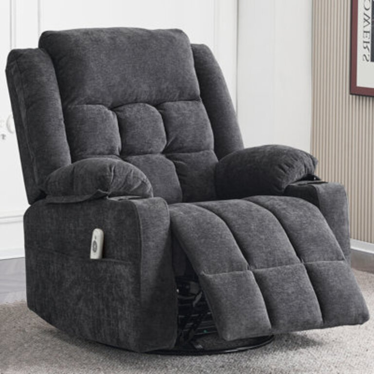 Red Barrel Studio Electric Power Swivel Rocker Recliner Chair with Heat and Massage