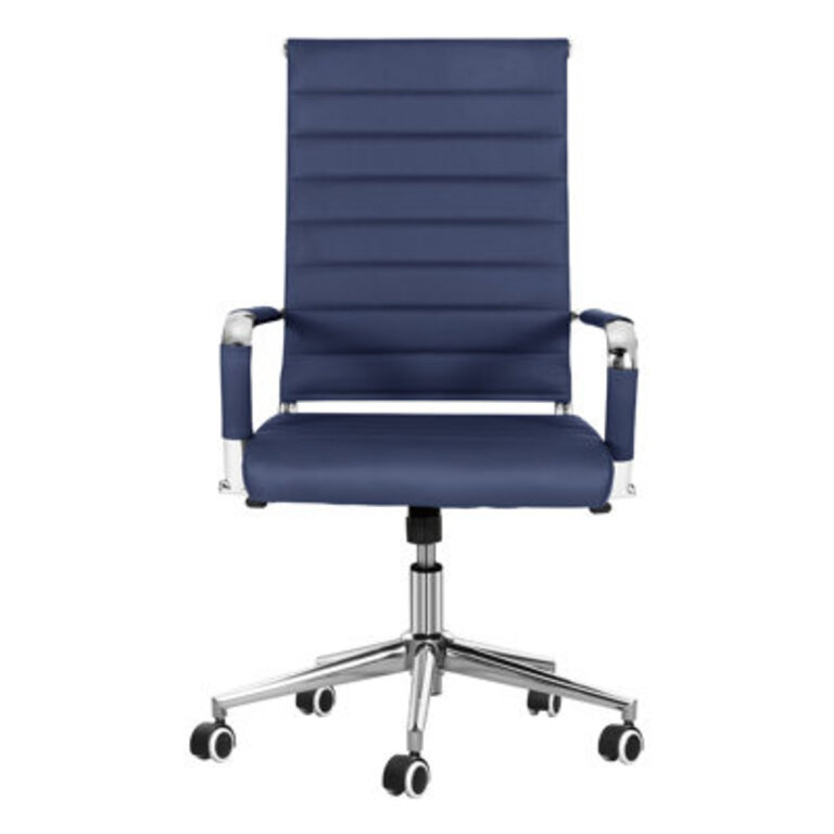 Amaiia Mid-Back Ribbed Leather Upholstered Adjustable Swivel Rolling Ergonomic Office Desk Chair