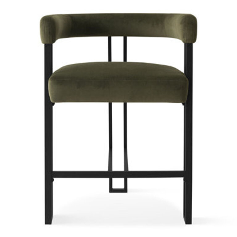 Colrain 24 Upholstered Velvet Solid Back Counter Stool