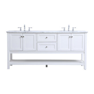 Nicholas 72 Double Bathroom Vanity with Carrara Marble Top