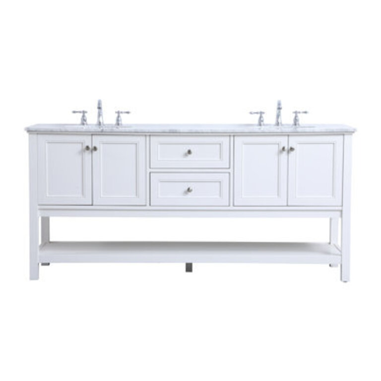 Nicholas 72 Double Bathroom Vanity with Carrara Marble Top