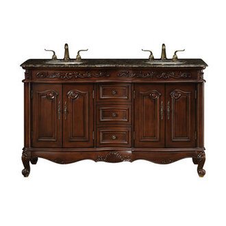 60 Double Bathroom Vanity with Granite Top