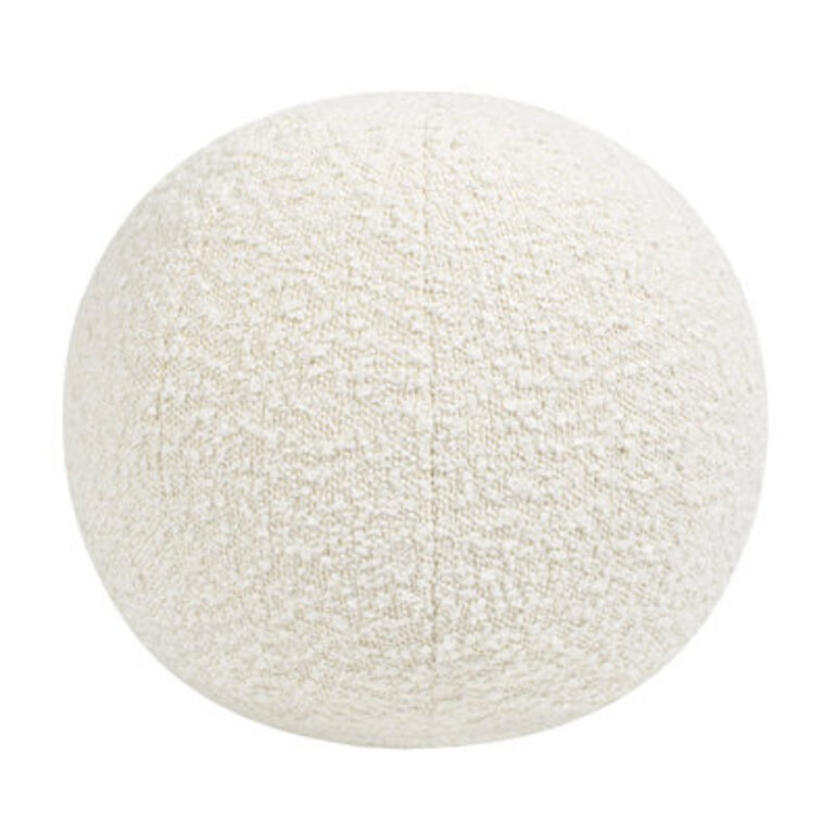 Luna 85 Round Sphere Accent Ball Throw Pillow Ivory White Boucle