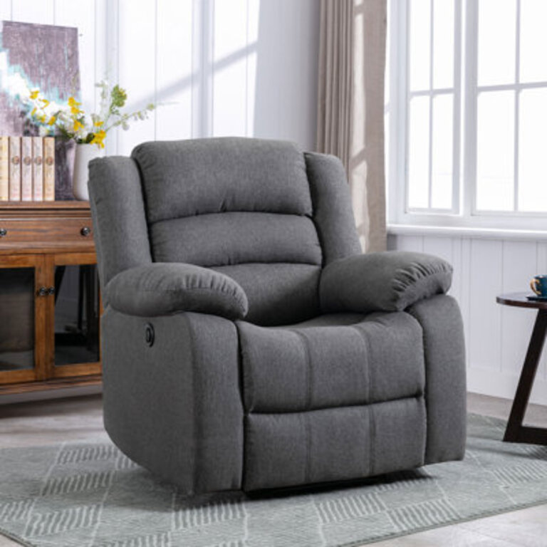 371 Wide Modern and Super Soft Overstuffed Power Standard Recliner with Padded Armrest