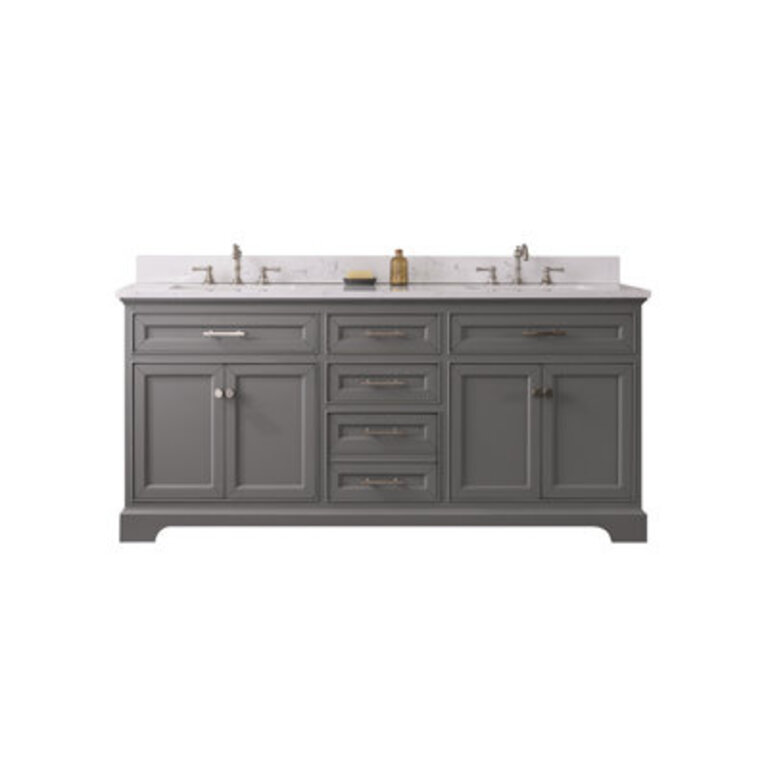 Currahee 72 Free-standing Double Bathroom Vanity with Engineered Stone Vanity Top