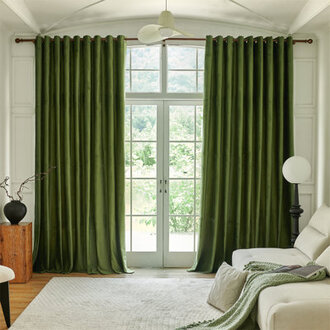 Deavion Velvet Solid Color Metal Grommets Room Darkening Curtain Panels