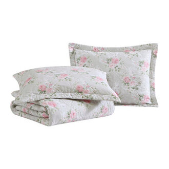 Laura Ashley Melany Pink Cotton Reversible Quilt Set