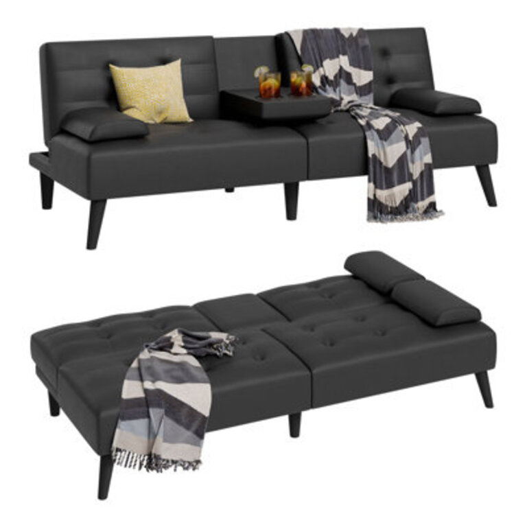 Advait Twin 6535 Faux Leather Split Back Convertible Sofa