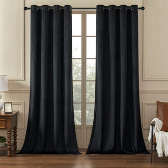 Deavion Velvet Solid Color Metal Grommets Room Darkening Curtain Panels