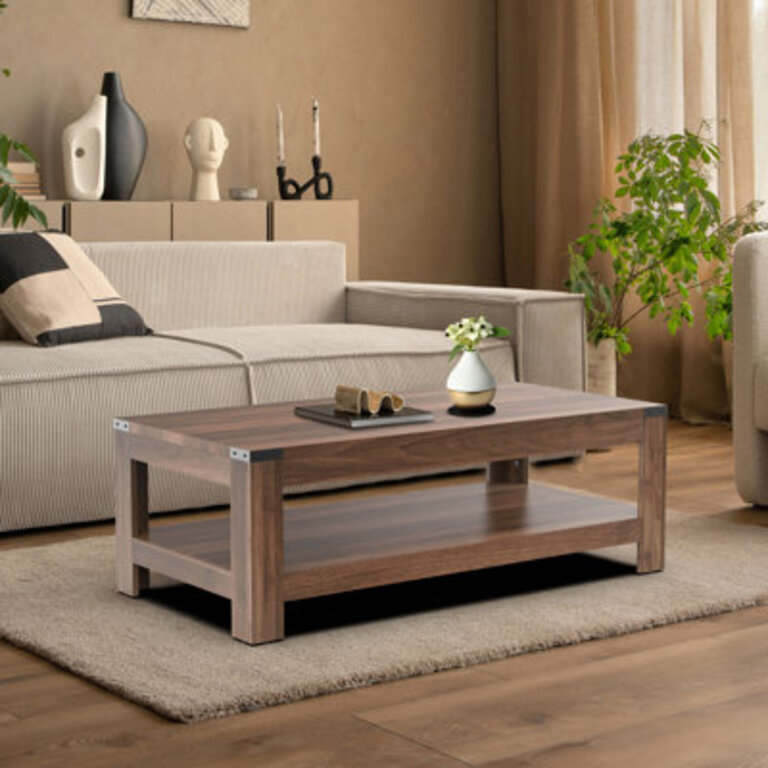 Damika Rectangular Coffee Table with 2-Tier Storage