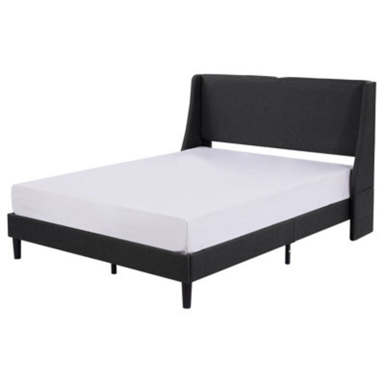 Kempst Upholstered Platform Bed with USB Ports Bed with Wingback Headboard No Box Spring Needed